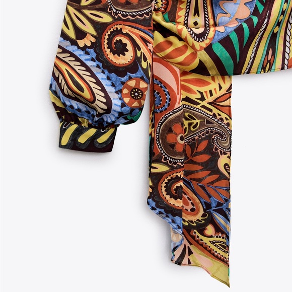 NWT Zara Printed Wrap Top - Picture 5 of 8